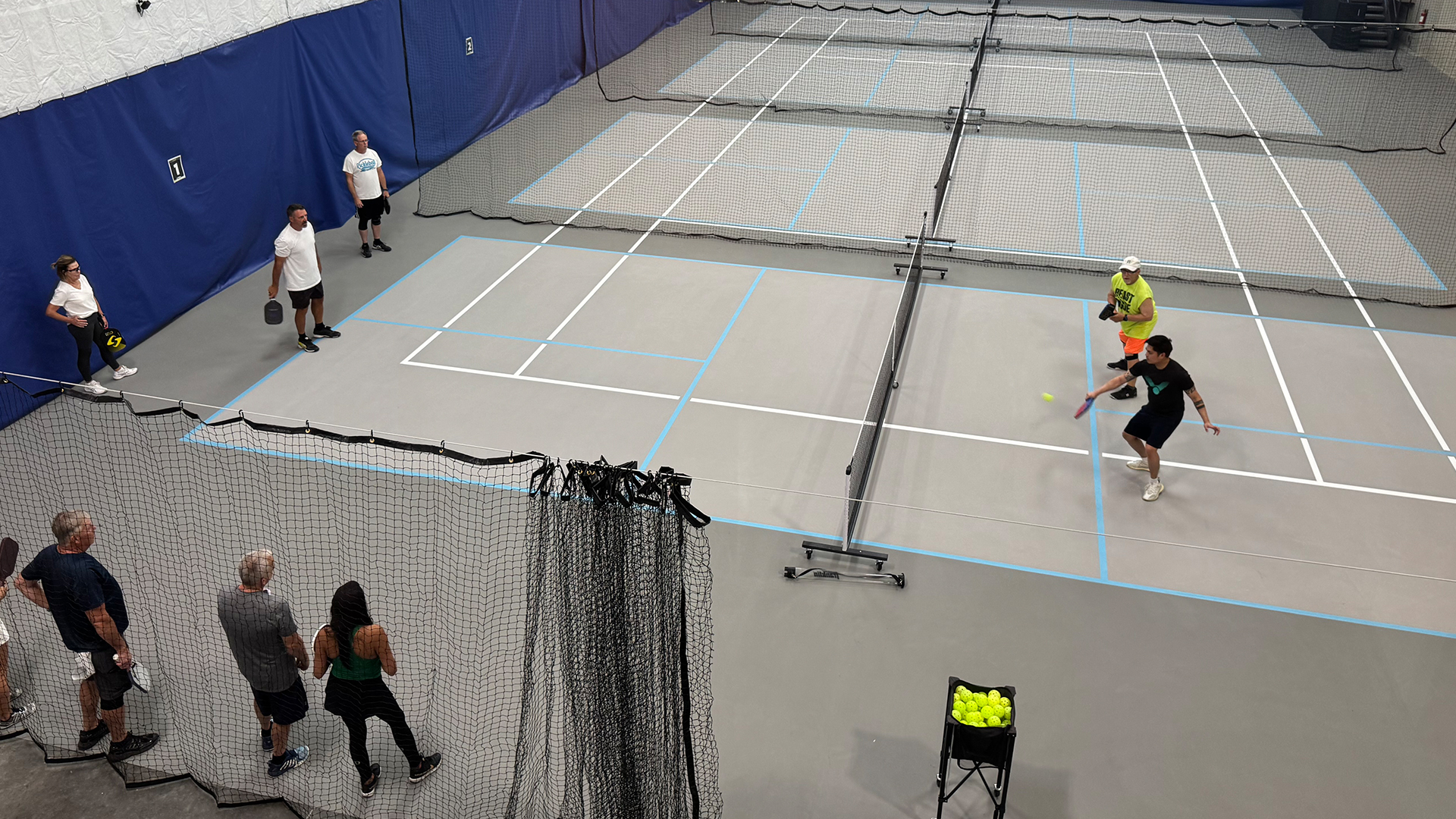 Overhead view of indoor courts